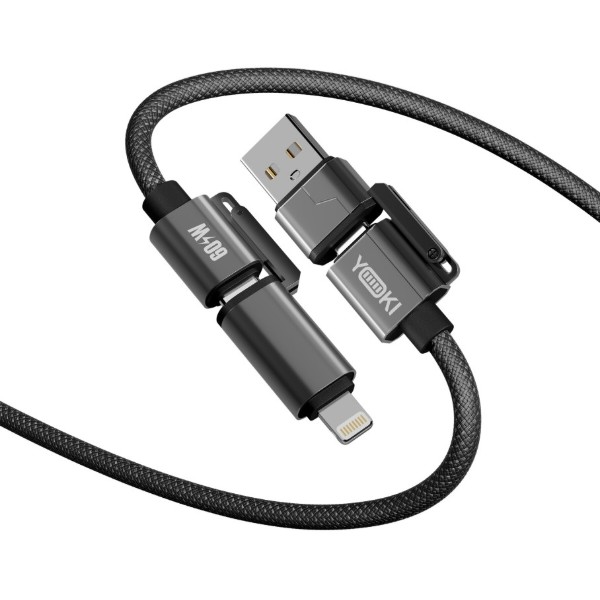 Фото - Кабель YOKI USB-A/Type-C to Type-C/to iP 60W 1.8m (CA93 Black)